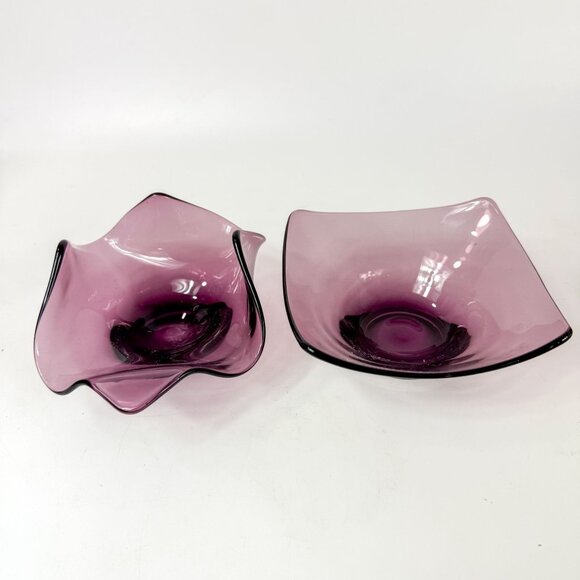 Viking Epic Amethyst Purple Glass Square Bob Bon and handkerchief Bowls - Picture 1 of 7